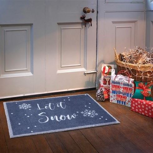 Let It Snow Doormat - Blue